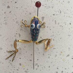 Unique Frog Brooch with Gold Accents